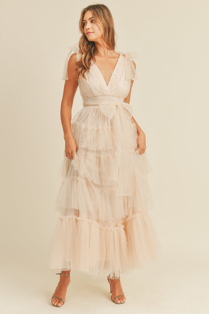 CATALINA MESH TIERED MAXI DRESS