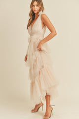 CATALINA MESH TIERED MAXI DRESS