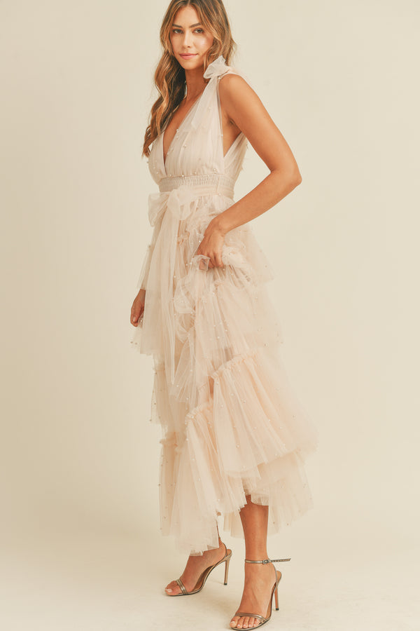 CATALINA MESH TIERED MAXI DRESS
