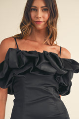 LANDRY BUBBLE RUFFLED DRESS