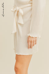 ZOSIA PLEATED BELTED SHIRT MINI DRESS