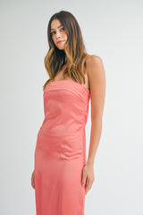 CANDACE COWL BACK SATIN TUBE DRESS