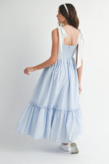 LIV GINGHAM PLAID RUCHED TIERED MIDI DRESS