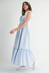 LIV GINGHAM PLAID RUCHED TIERED MIDI DRESS