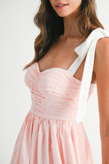 LIV GINGHAM PLAID RUCHED TIERED MIDI DRESS