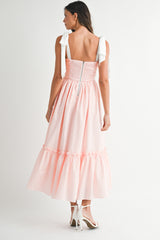 LIV GINGHAM PLAID RUCHED TIERED MIDI DRESS