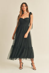 ALIZA RUCHED TIERED MIDI DRESS