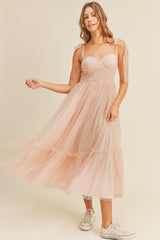 ALIZA RUCHED TIERED MIDI DRESS