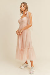 ALIZA RUCHED TIERED MIDI DRESS