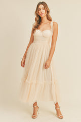ALIZA RUCHED TIERED MIDI DRESS