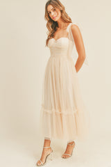 ALIZA RUCHED TIERED MIDI DRESS