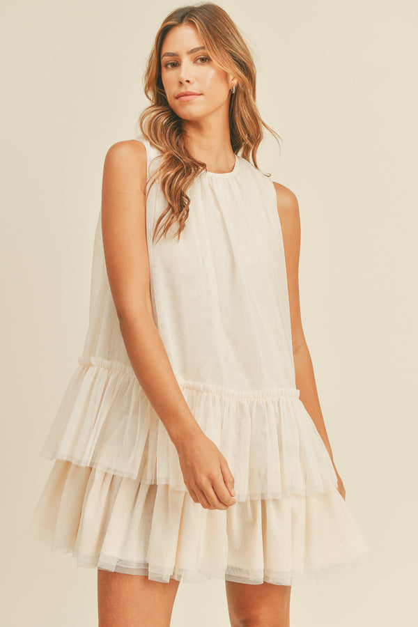 JAYJAY TULLE TIERED MINI DRESS