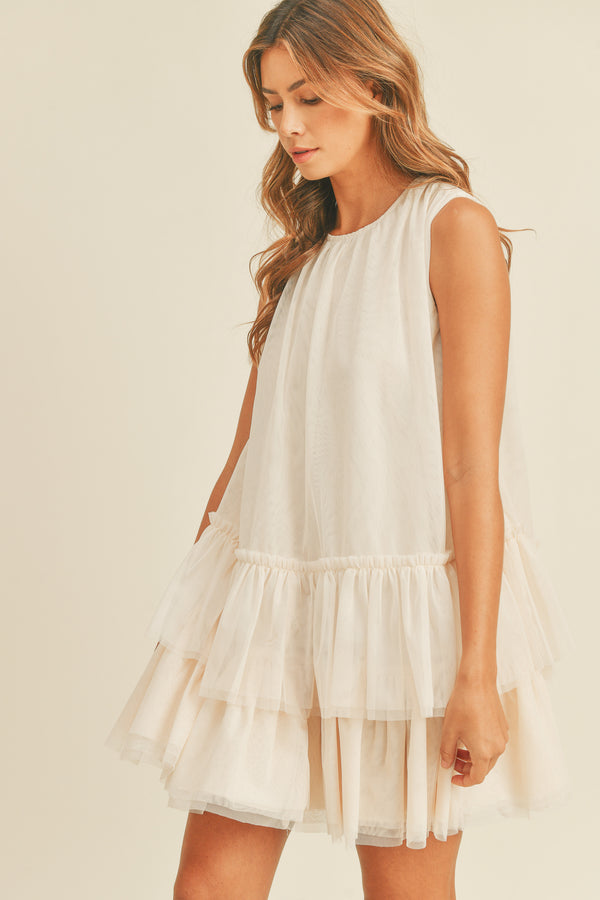 JAYJAY TULLE TIERED MINI DRESS