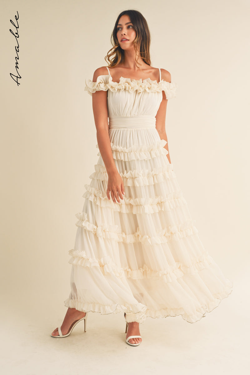 DELPHINE TIERED RUFFLE MAXI DRESS