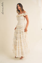 DELPHINE TIERED RUFFLE MAXI DRESS