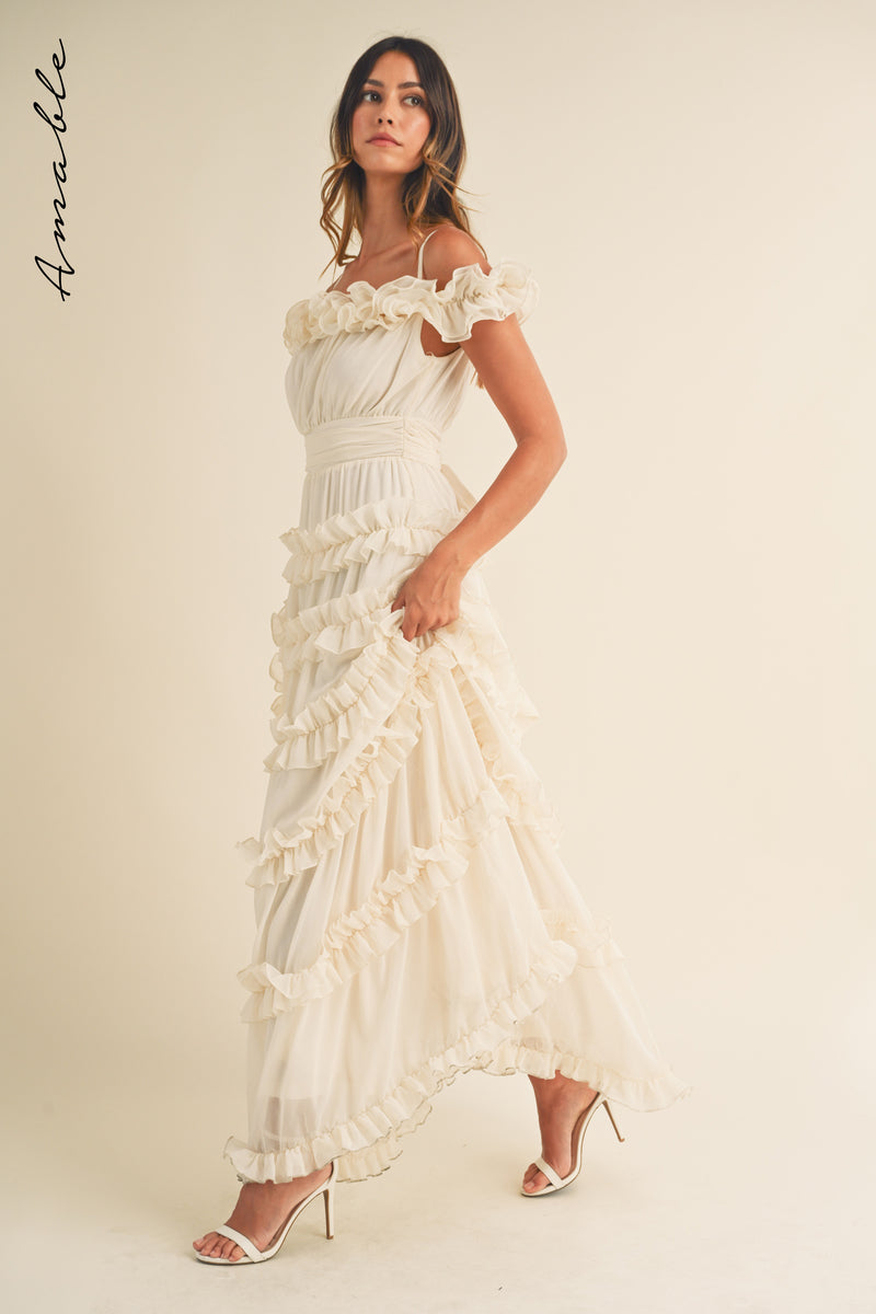 DELPHINE TIERED RUFFLE MAXI DRESS