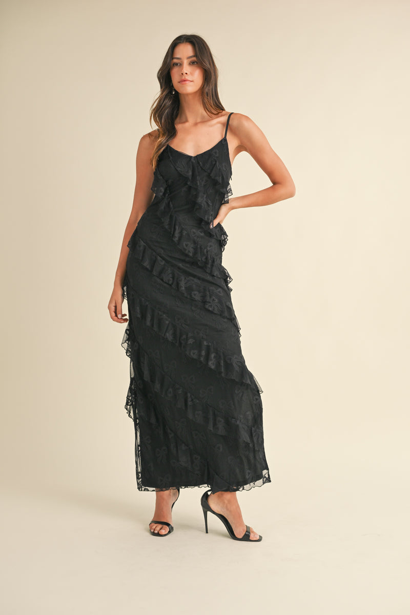 MARCELLE BOW ASYMMETRIC MAXI DRESS