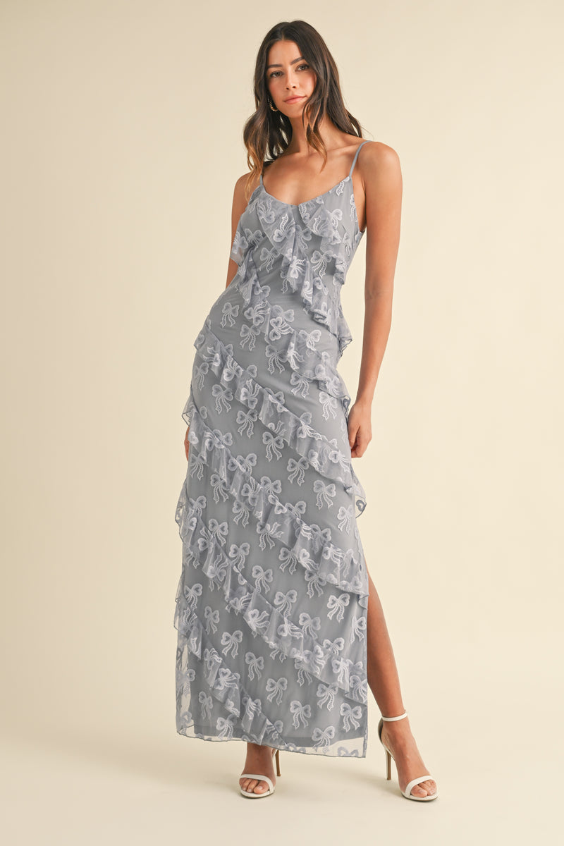 MARCELLE BOW ASYMMETRIC MAXI DRESS