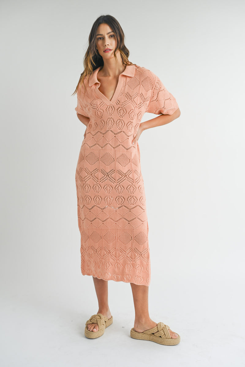 ARABELLA CROCHET SWEATER MIDI DRESS