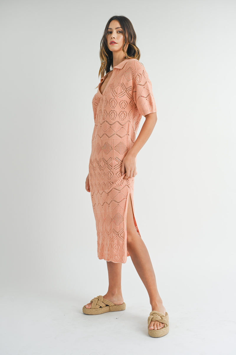 ARABELLA CROCHET SWEATER MIDI DRESS