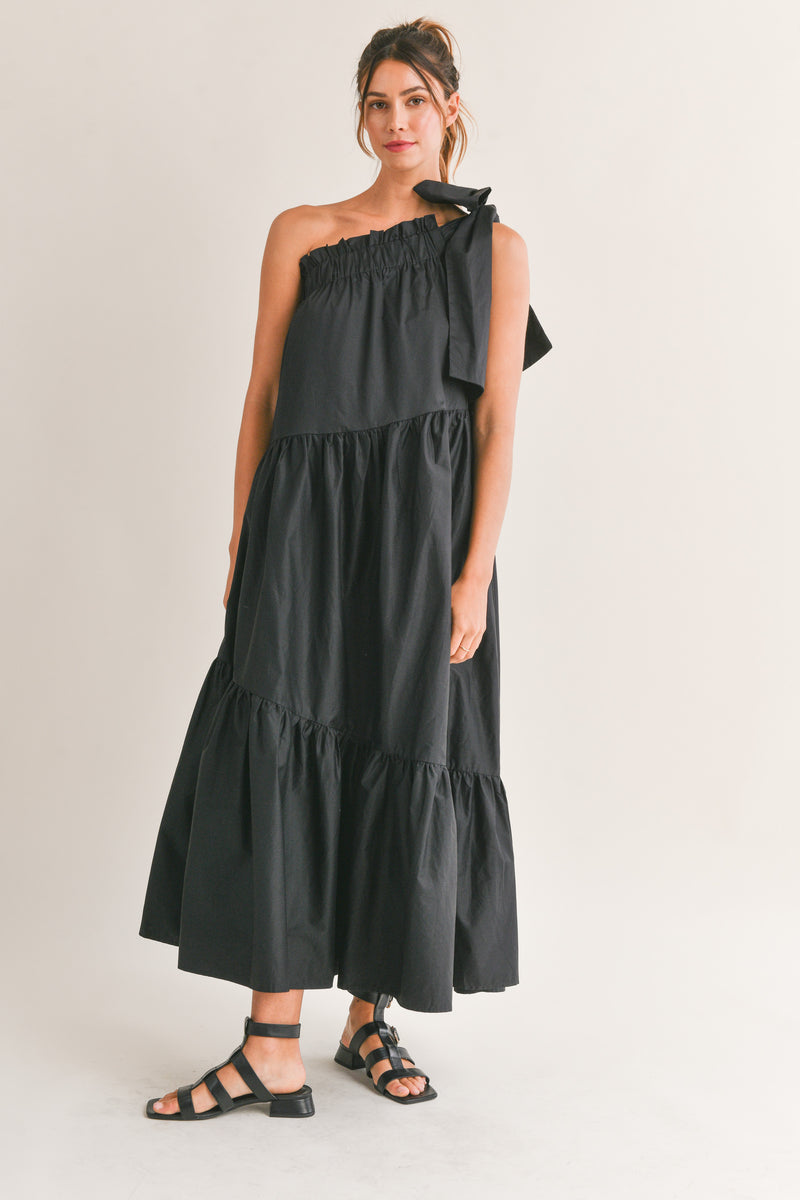 AXELLE ONE SHOULDER TIERED MAXI DRESS