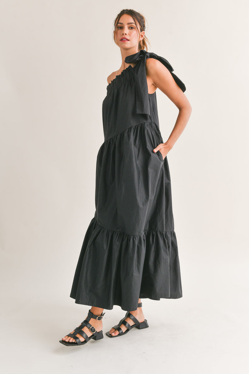 AXELLE ONE SHOULDER TIERED MAXI DRESS