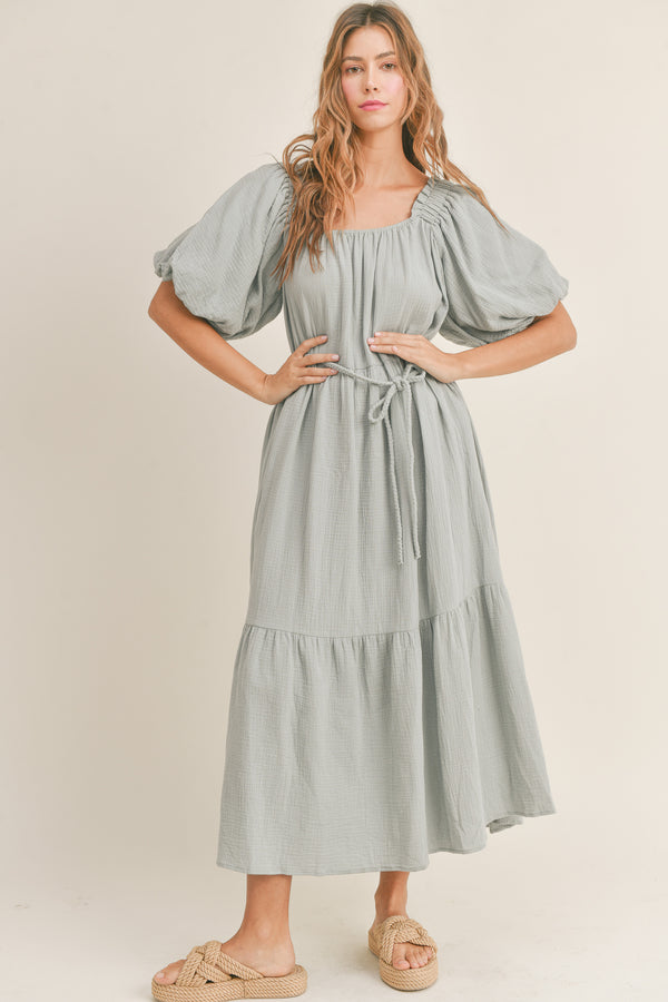 DYLAN PUFF SLEEVE GAUZE DRESS