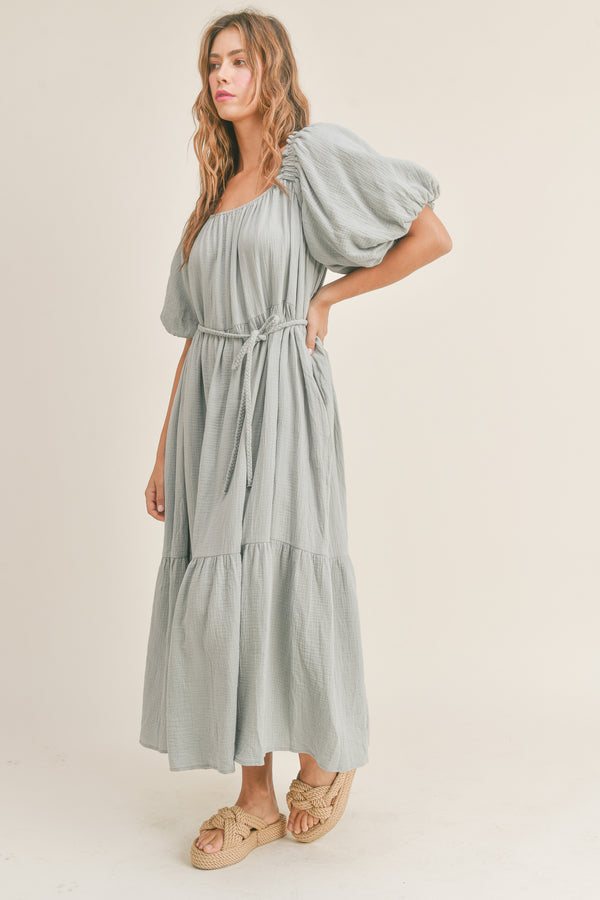 DYLAN PUFF SLEEVE GAUZE DRESS