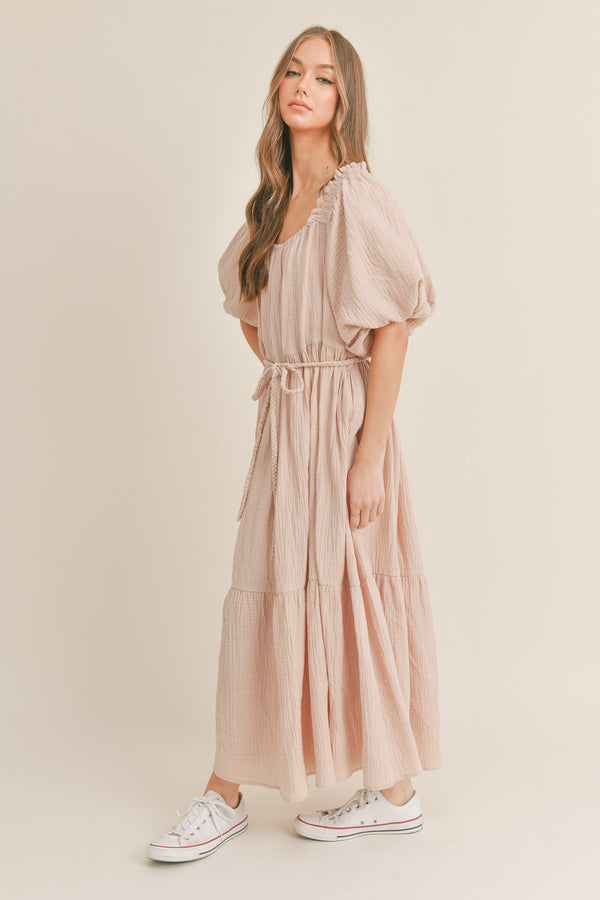 DYLAN PUFF SLEEVE GAUZE DRESS