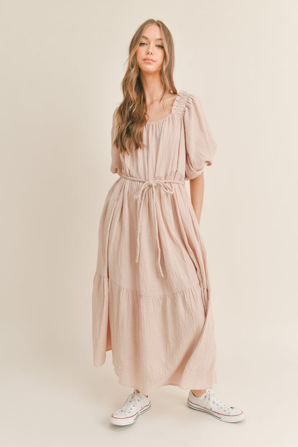 DYLAN PUFF SLEEVE GAUZE DRESS