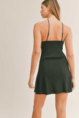 PAIGE HALTER SKATER KNIT MINI DRESS