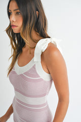 JASMINE STRIPED RIBBED KNIT MIDI DRESS