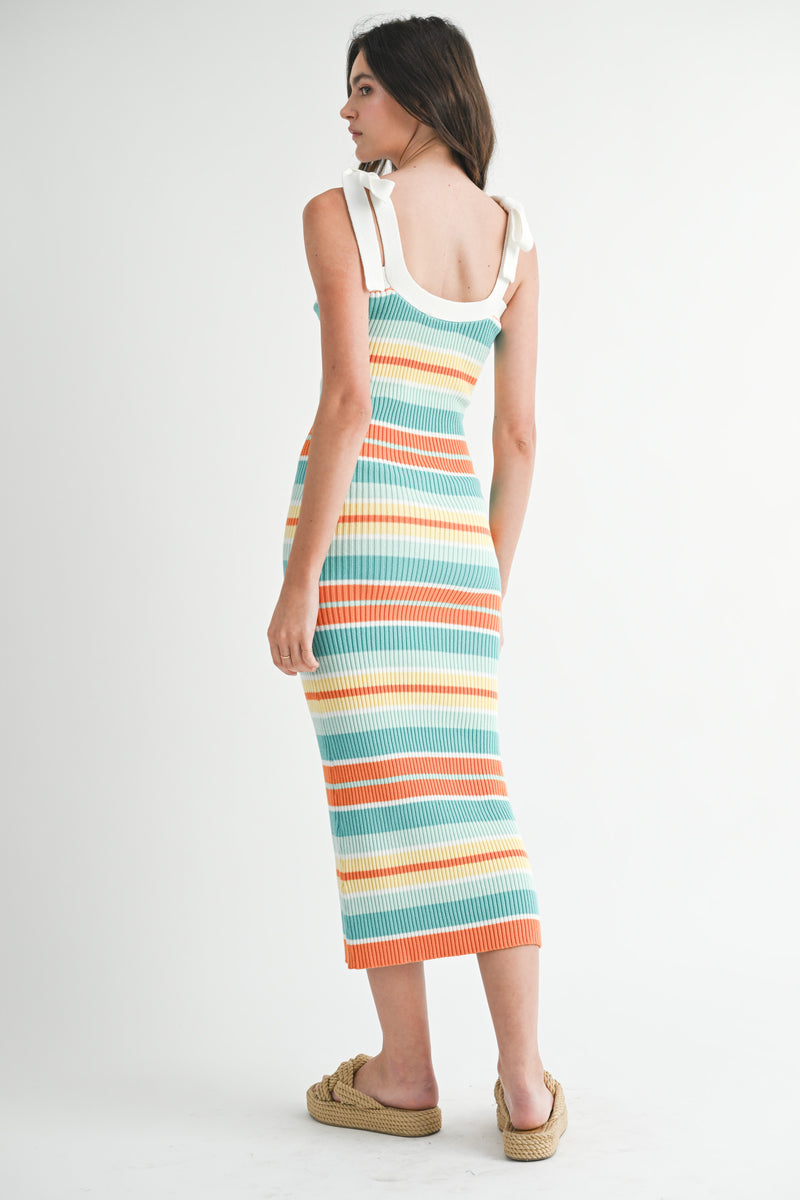 stripe rib dress White PrettyLittleThing Stripe Rib Bandeau Bodycon Maxi Dress