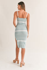 GRETA MULTI STRIPED KNIT MIDI DRESS