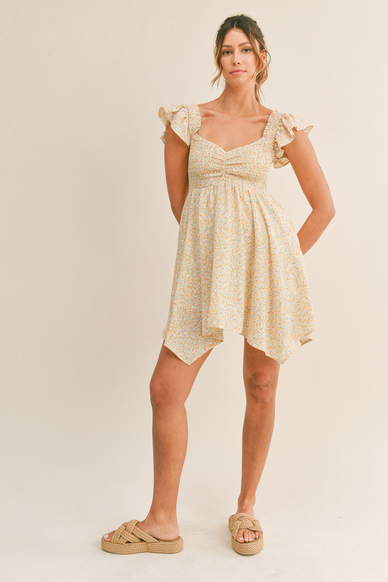 MADELINE RUFFLE SHOULDER DRESS