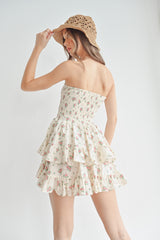 PROMISE FLORAL SMOCKING TUBE TOP RUFFLE DRESS