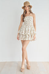 PROMISE FLORAL SMOCKING TUBE TOP RUFFLE DRESS