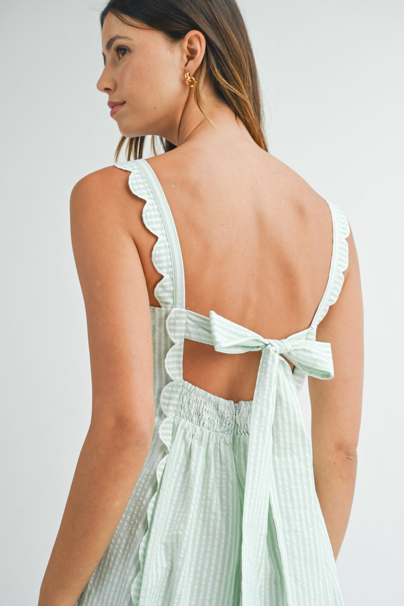 HOLLAND SCALLOP DETAIL MINI DRESS