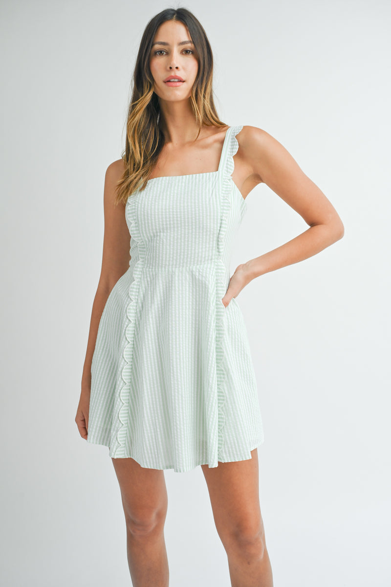 HOLLAND SCALLOP DETAIL MINI DRESS