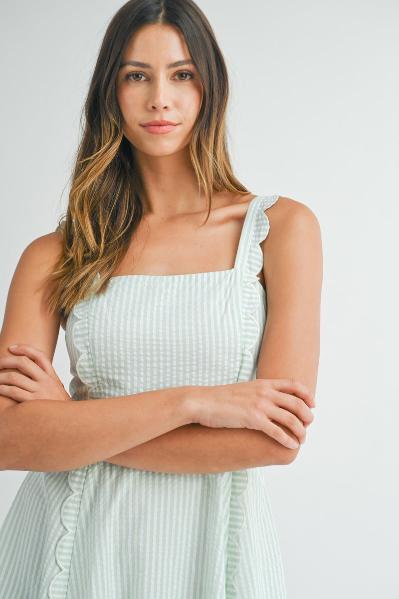HOLLAND SCALLOP DETAIL MINI DRESS