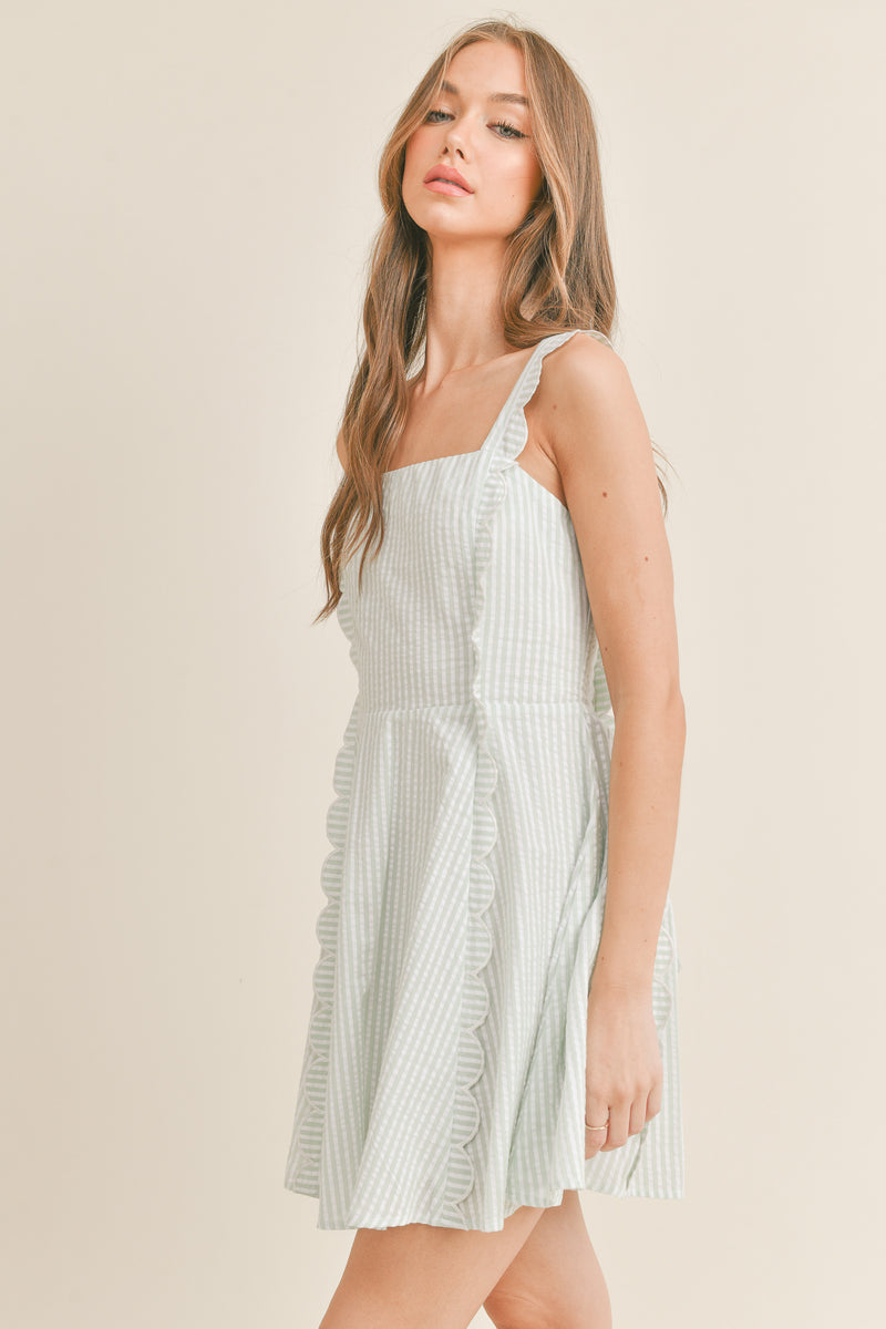 HOLLAND SCALLOP DETAIL MINI DRESS