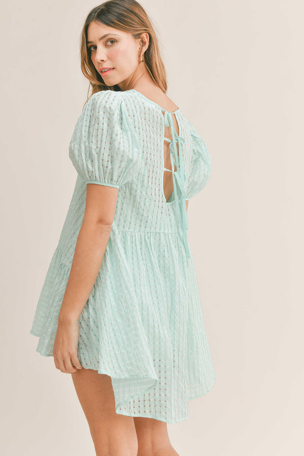 JAMIE MINI PUFF BACK TIE DRESS