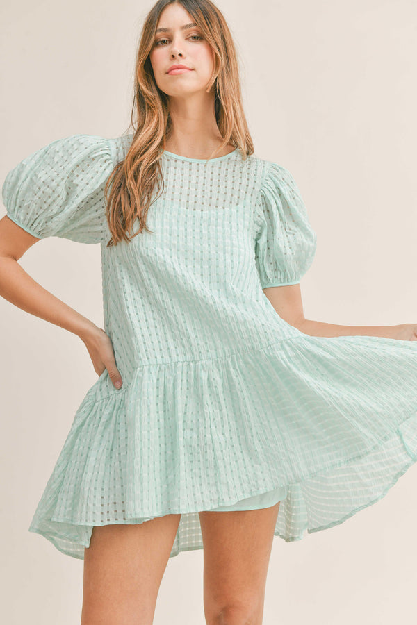 JAMIE MINI PUFF BACK TIE DRESS