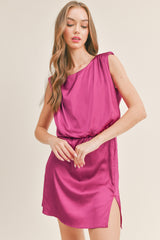 ASHLEY SLEEVELESS SATIN MINI DRESS