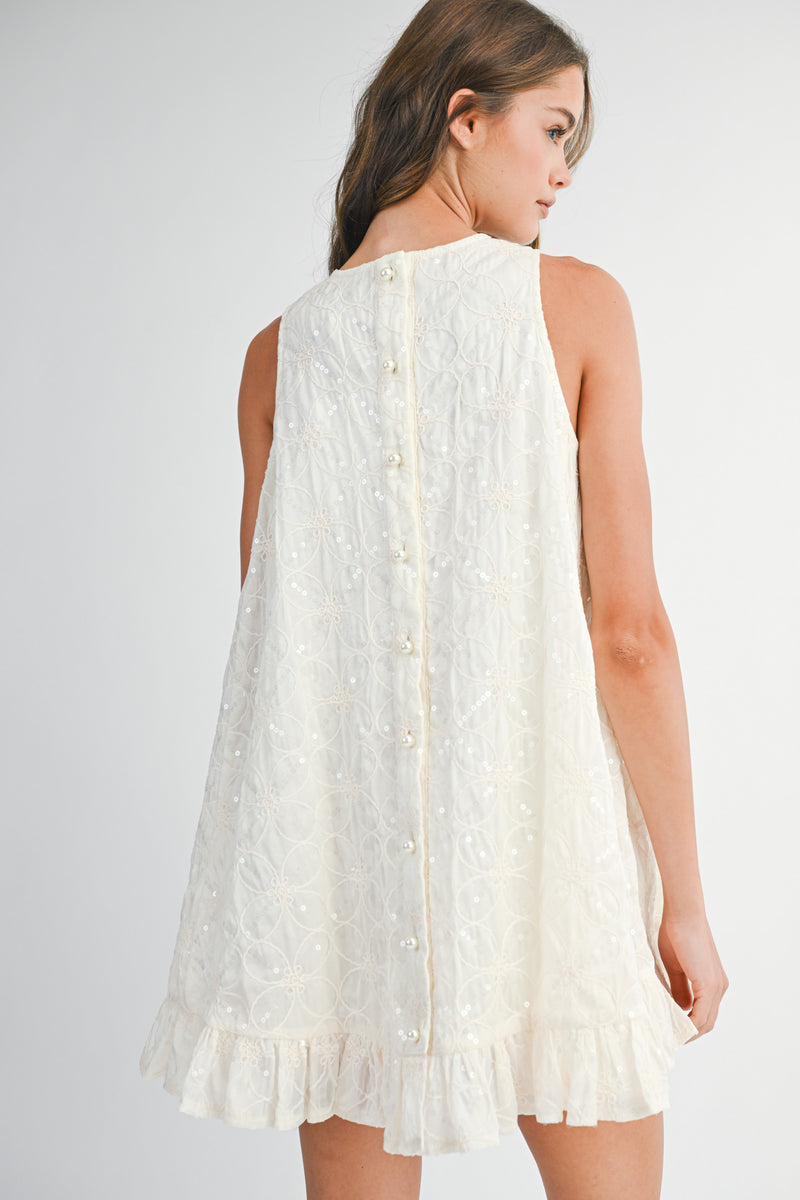 EISLEY FLORAL SEQUIN RUFFLE DRESS