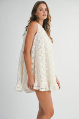 KAYDENCE FLOWER APPLIQUE SLEEVELESS DRESS