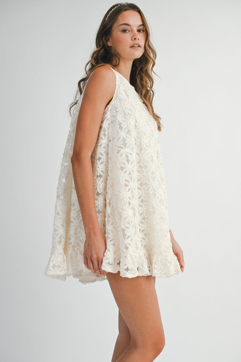 KAYDENCE FLOWER APPLIQUE SLEEVELESS DRESS