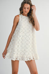 KAYDENCE FLOWER APPLIQUE SLEEVELESS DRESS