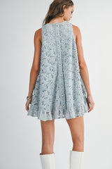 KAYDENCE FLOWER APPLIQUE SLEEVELESS DRESS