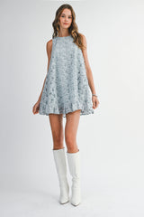 KAYDENCE FLOWER APPLIQUE SLEEVELESS DRESS